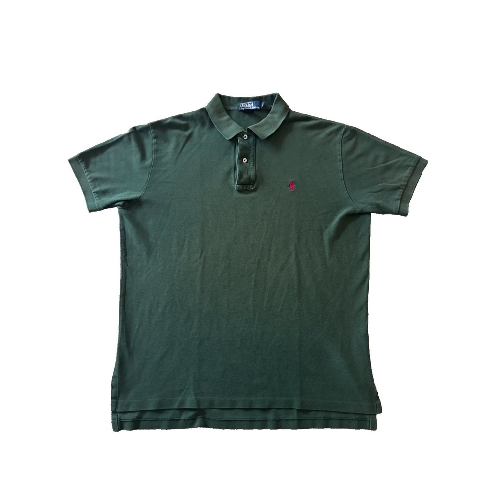 Vintage Polo Ralph Lauren Men's Classic Fit Solid Dark Green Red Logo Size Large